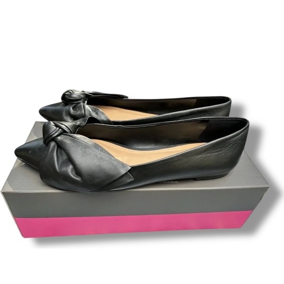 Vince Camuto Bowmel Black Nappa Leather Pointed Toe Bow Flats Mens Size 5M - Picture 5 of 11
